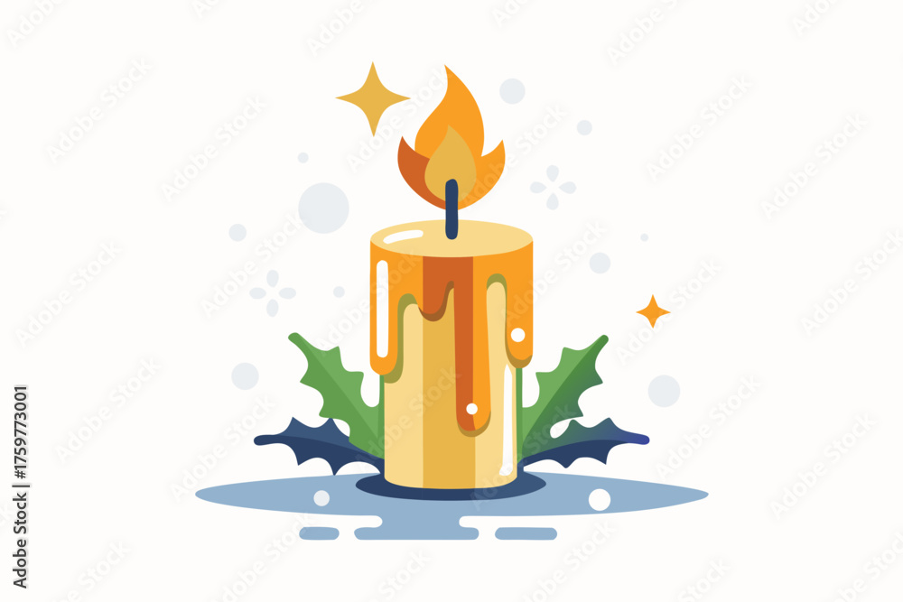 Obraz premium short candle with drips icon small wax candle burning softly, 