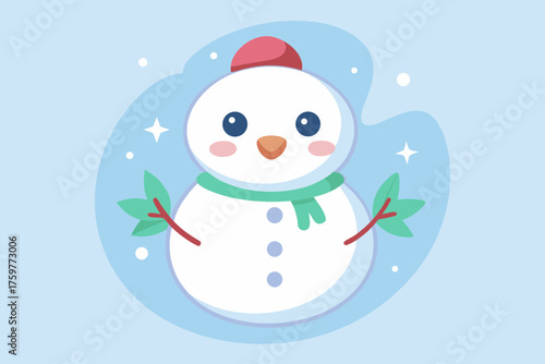 shy snowman icon blushing snowman with playful winter expression, 