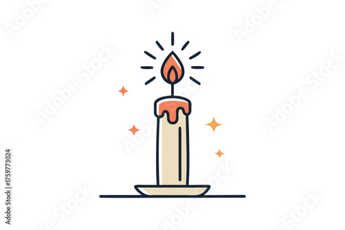 simple taper candle icon tall slim taper candle with flame,