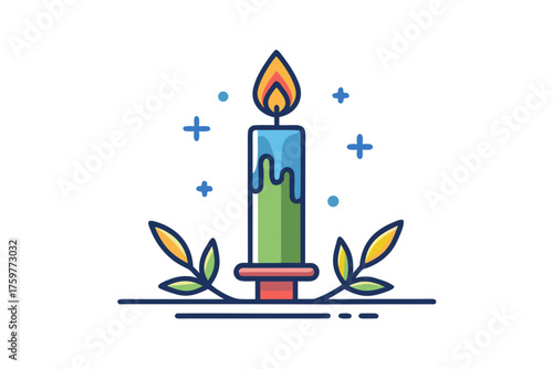 Simple tall slim taper candle icon for holiday decor