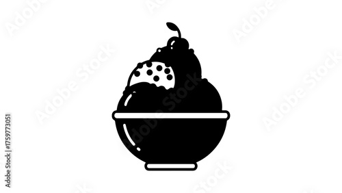 Chocolate dessert in bowl with transparent background