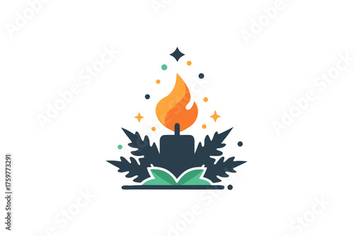 tree flame candle icon candle silhouette with flickering flame design