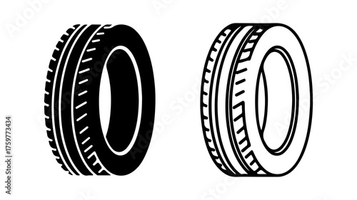 Tires with treads and transparent background