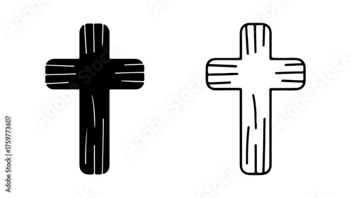 Rustic wooden crosses with transparent background