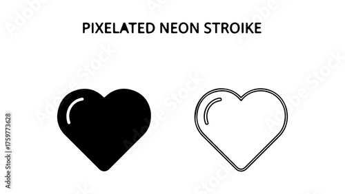 Pixelated neon heart shapes with transparent background