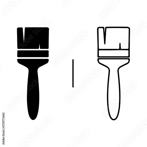Paint brushes outline and solid with transparent background