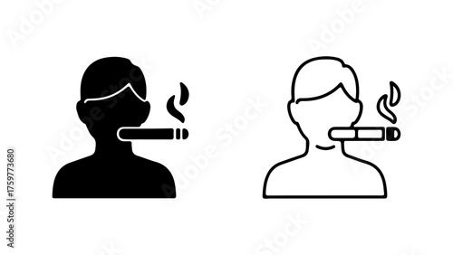 Smoker silhouette with transparent background