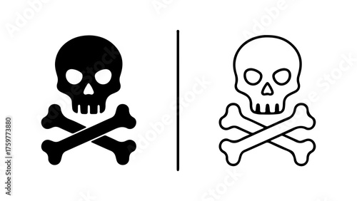 Skull and crossbones icon with transparent background