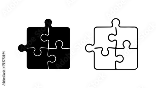 Puzzle pieces connected with transparent background