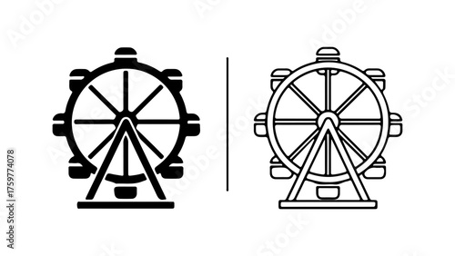 Ferris wheel icons with transparent background