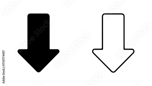 Down arrow icon set with transparent background