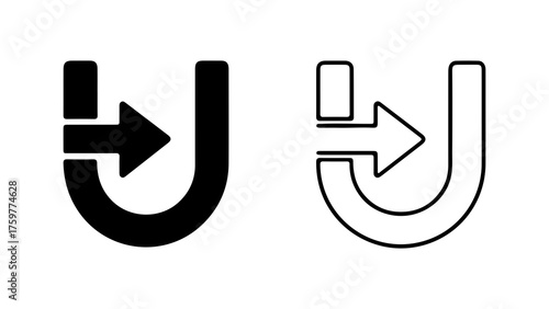 Exit sign with arrow and curved shape with transparent background