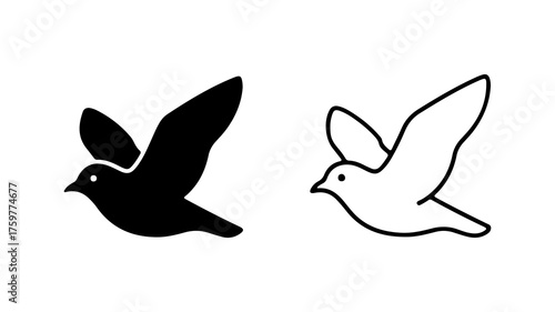 Flying bird icons with transparent background