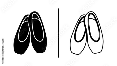 Ballet flats outline and solid with transparent background