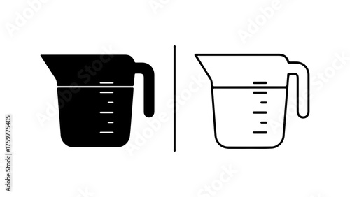 Measuring cups outline and solid with transparent background