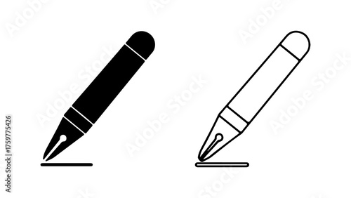 Fountain pens writing with transparent background