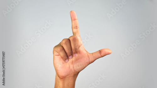 Wallpaper Mural Hand Gesture Showing Loser Sign — L Finger Gesture Close-Up Torontodigital.ca