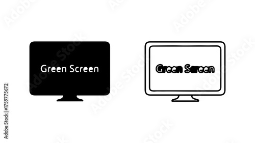 Monitor screens with green screen effect