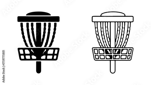 Disc golf basket icon with transparent background