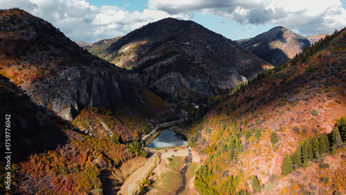 4K Aerial Utah Fall Autumn Hiking Drone views of Causey Reservoir Weber County Utah 
