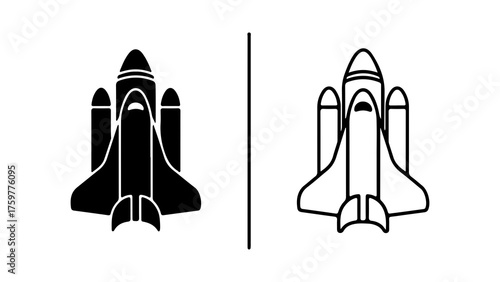 Space shuttle icon set with transparent background