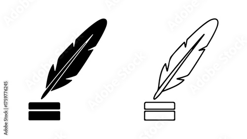 Quill and inkwell icons with transparent background