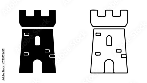 Chess rook icon with transparent background