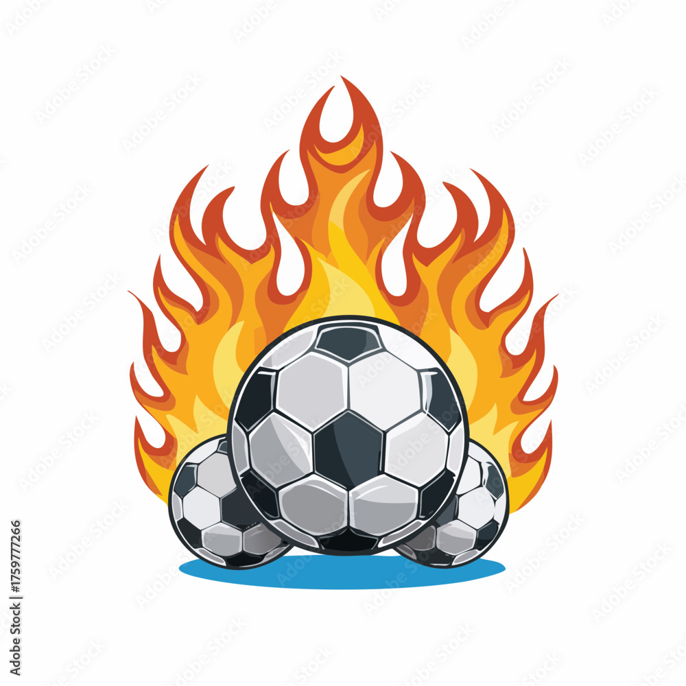 Fototapeta premium Flaming Soccer Balls Isolated