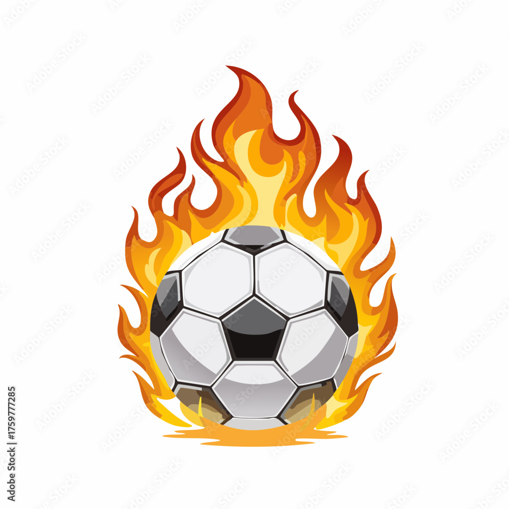 Fototapeta premium Flaming Soccer Balls Isolated 