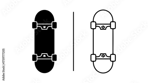 Skateboard icons with black and white styles
