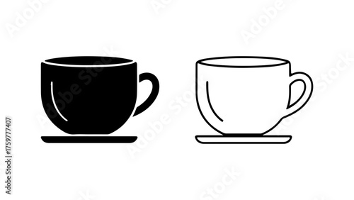 Coffee cup and saucer with transparent background