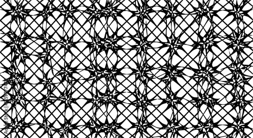 Seamless monochrome geometric pattern with repeating petal shapes forming abstract floral design