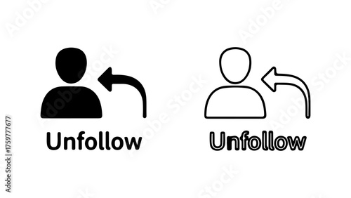 Unfollow icon set with transparent background