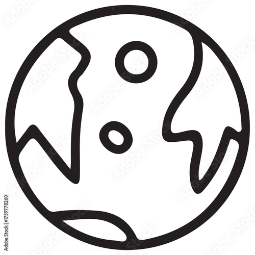 Planet with craters isolated on white background, a celestial body orbiting a star in outer space