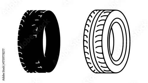Tires with outline and solid fill with transparent background