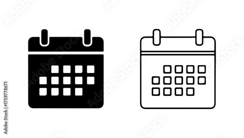 Calendar icons with outline and solid fill