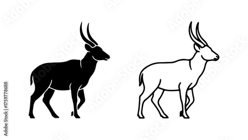 Antelope outline and silhouette with transparent background