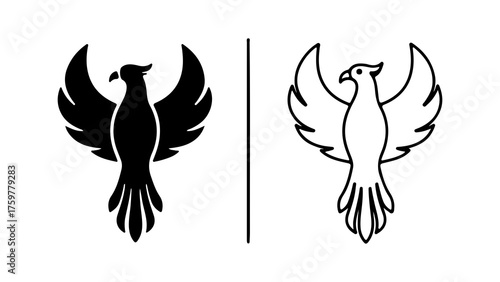 Phoenix bird emblems with transparent background