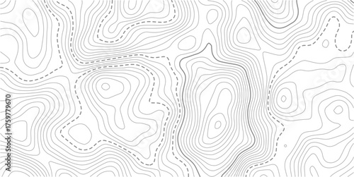 Topographic map background geographic line map with elevation assignments. Geographic mountain relief diagram line wave carve pattern 