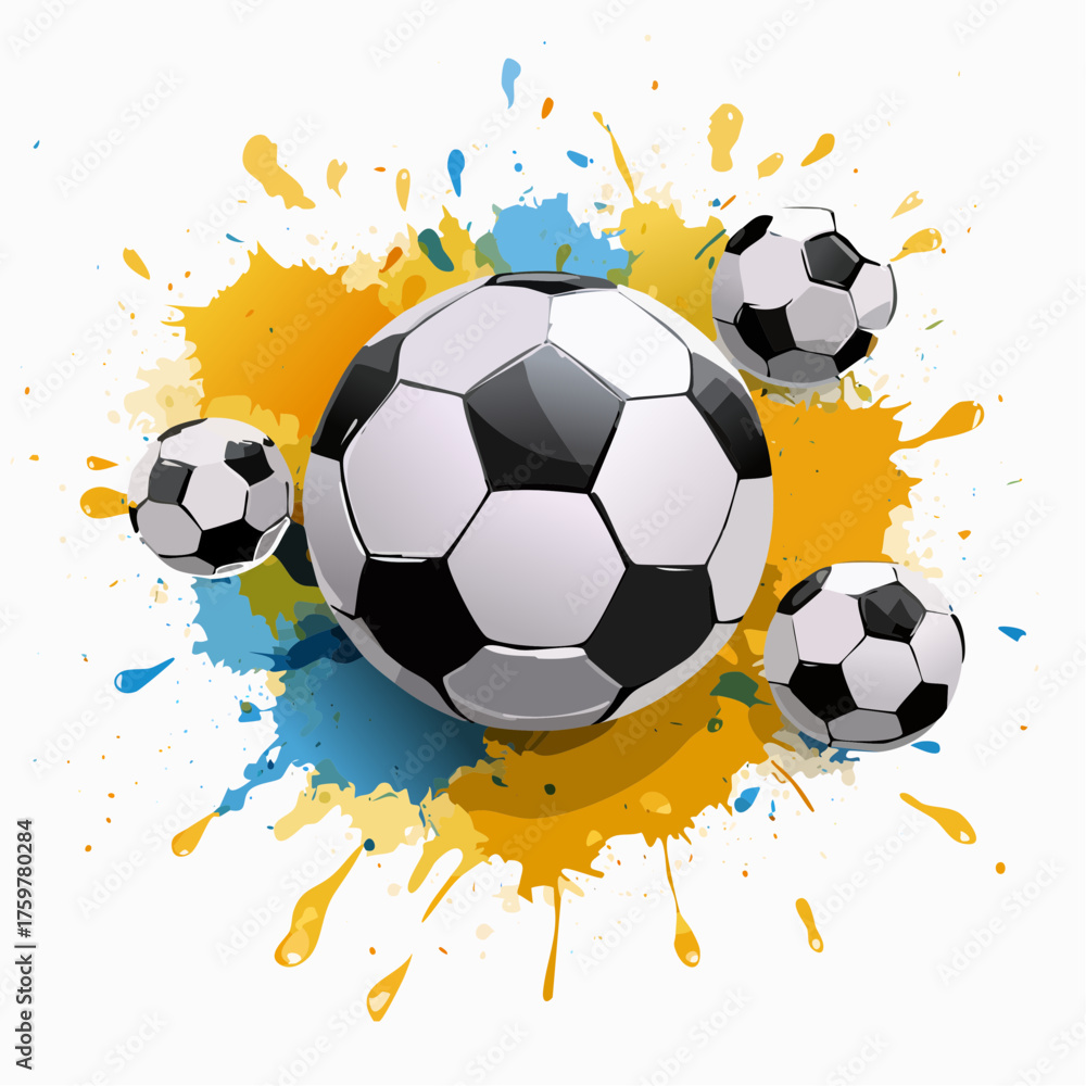 Fototapeta premium Soccer Balls Paint Splatter