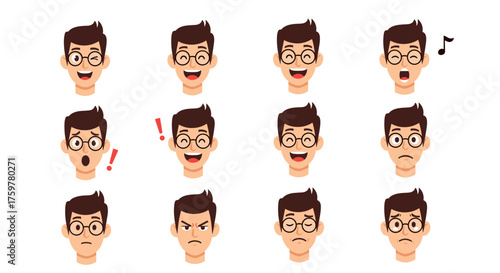 A collection of expressive cartoon faces showing a range of human emotions and reactions.