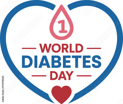 World diabetes day heart symbol awareness campaign global health event