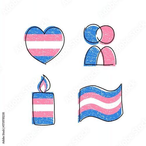 transgender day to remembrance set icon collection