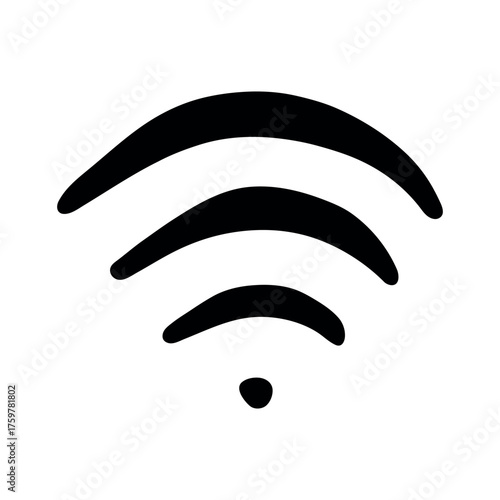 Hand drawn free wifi spot zone sign Public wi-fi area sign Wireless internet clipart in doodle style Single element for print, web, design, decor 3G, 4G, 5G, 6G, IoT