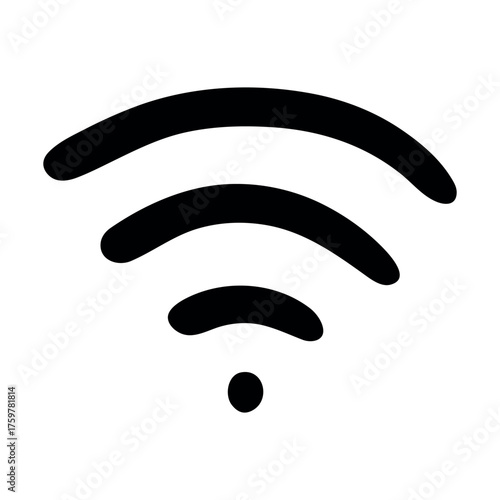 Hand drawn free wifi spot zone sign Public wi-fi area sign Wireless internet clipart in doodle style Single element for print, web, design, decor 3G, 4G, 5G, 6G, IoT