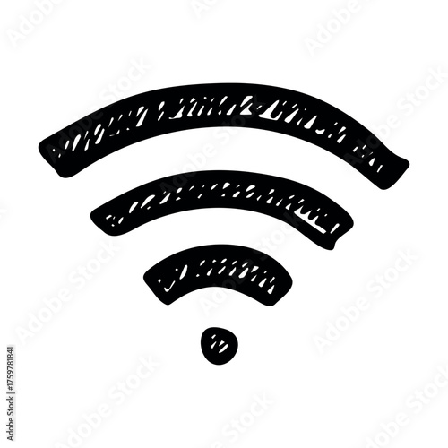 Hand drawn free wifi spot zone sign Public wi-fi area sign Wireless internet clipart in doodle style Single element for print, web, design, decor 3G, 4G, 5G, 6G, IoT