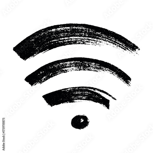 Hand drawn free wifi spot zone sign Public wi-fi area sign Wireless internet clipart in doodle style Single element for print, web, design, decor 3G, 4G, 5G, 6G, IoT
