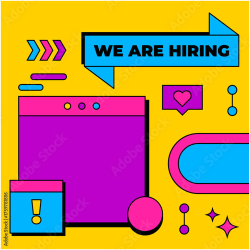 Vector Illustration of Digital Job Search Concept in Modern Minimalist Style with Bright Color Palette