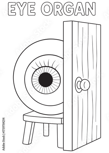 coloring book eye organ behind door