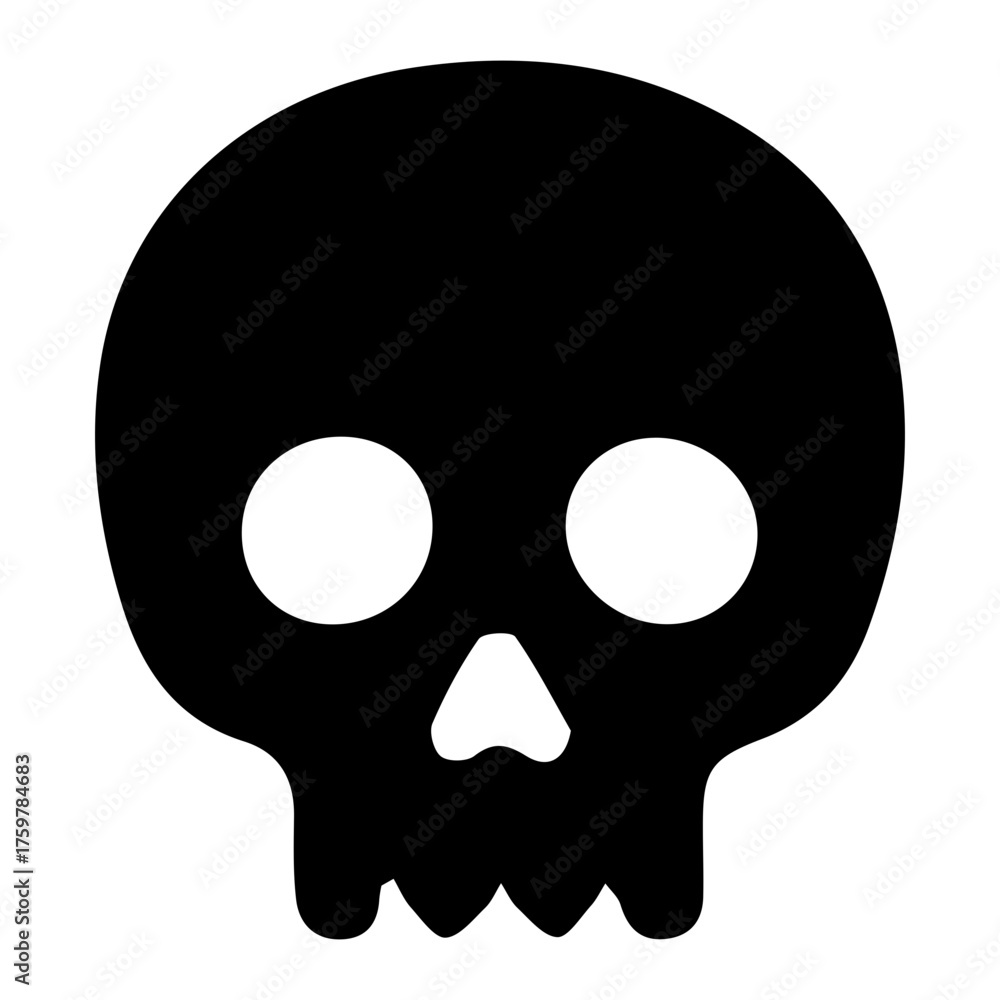 Fototapeta premium Black Skull Icon: Danger, Poison, or Mortality Symbol